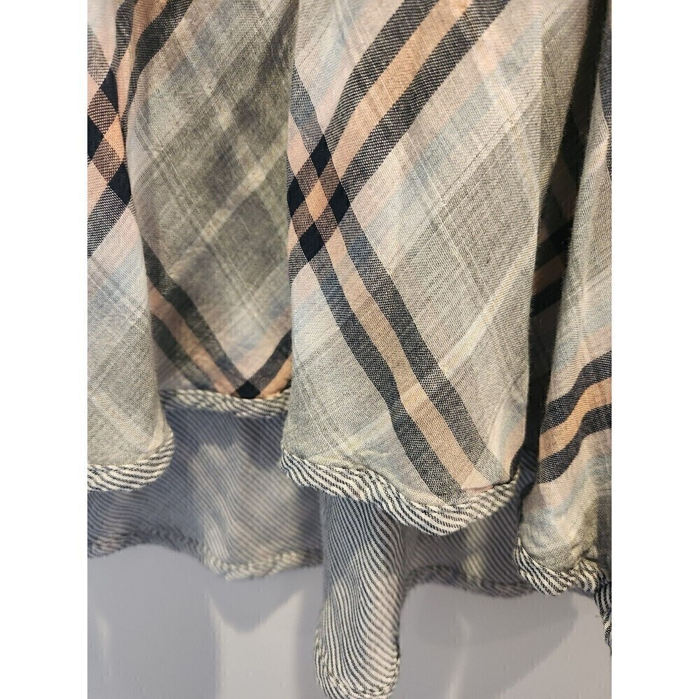 Bella Dahl Anthroplogie Plaid Spaghetti Strap Tank Sz M button closure high low - Picture 3 of 10